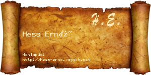 Hess Ernő névjegykártya